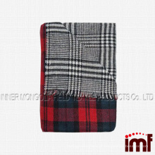 Lenço xadrez vermelho Jacquard Burr Wrap Xale Pescoço Estola Quente Xadrez Quadrado